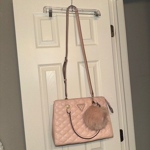 Pink Guess Satchel Purse with Crossbody Belt. - Picture 8 of 11